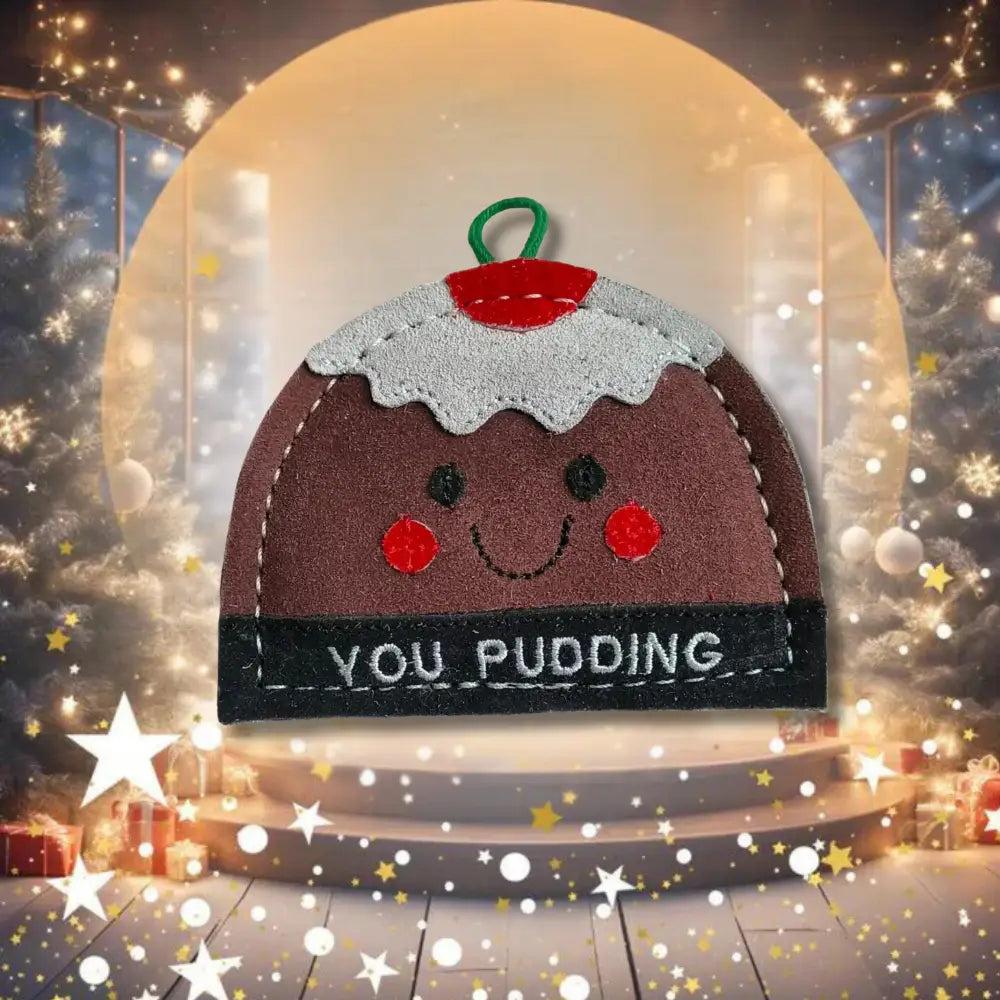 Felt Christmas pudding ornament toy for smaller dogs, Green And Wilds You Pudding