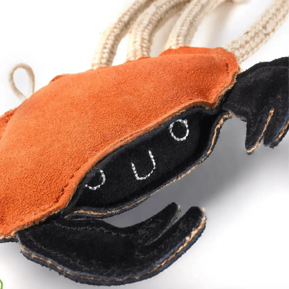 Green And Wilds Carlos the Crab eco toy with natural jute rope leash