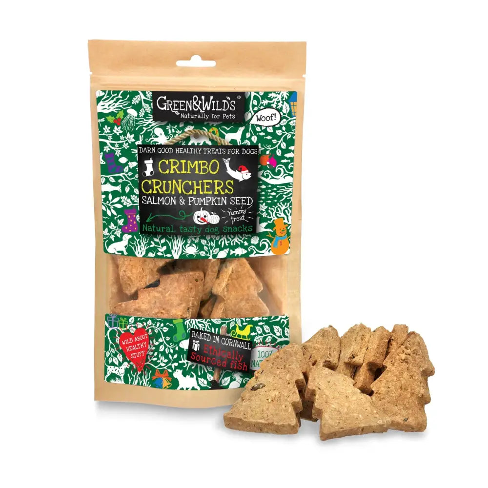 Green & Wilds Crimbo Crunchers with Salmon & Pumpkin, tree-mendously tasty Christmas treats, 150g