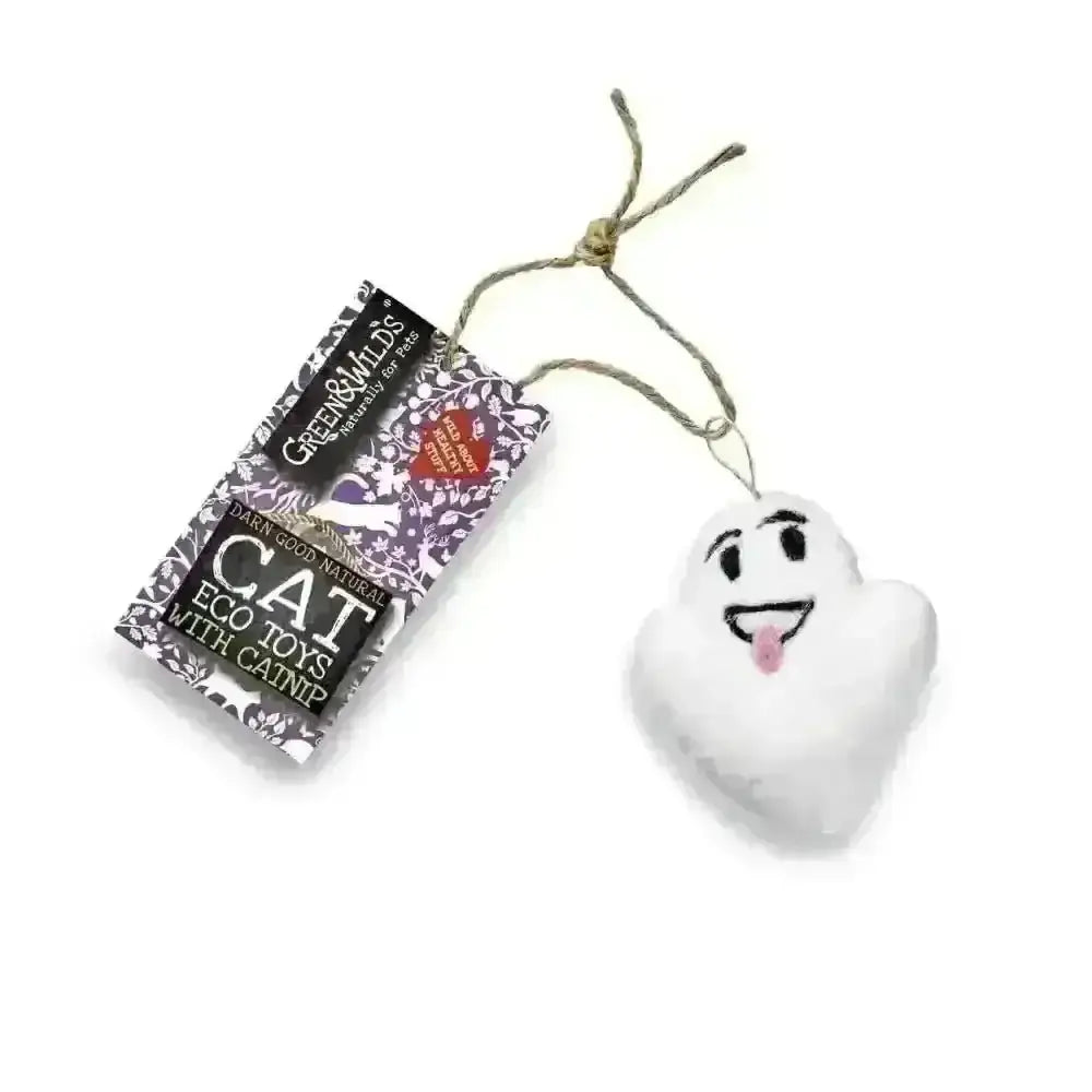 White Green And Wilds Mr Spooky eco cat toy: cat-friendly ghost plush