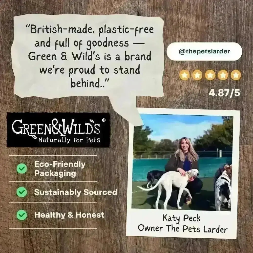 Green and Wilds premium fallow antler dog chews in eco-friendly bag