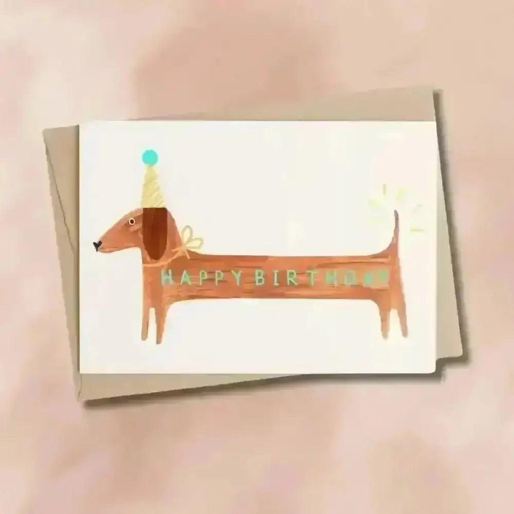 Happy Birthday Sausage Dog Card for animal lovers with beautiful card design