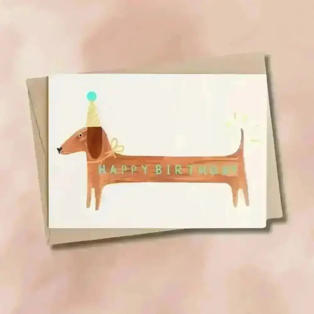 Happy Birthday Sausage Dog Card for animal lovers with beautiful card design