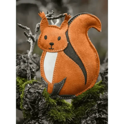 Hazel the red squirrel catnip toy with orange felt, white belly, black stitches