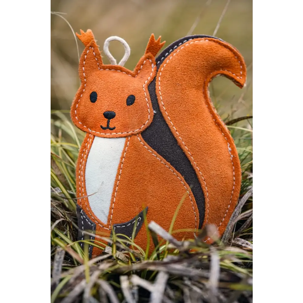 Hazel the red squirrel catnip-infused eco toy with orange felt, stitched details