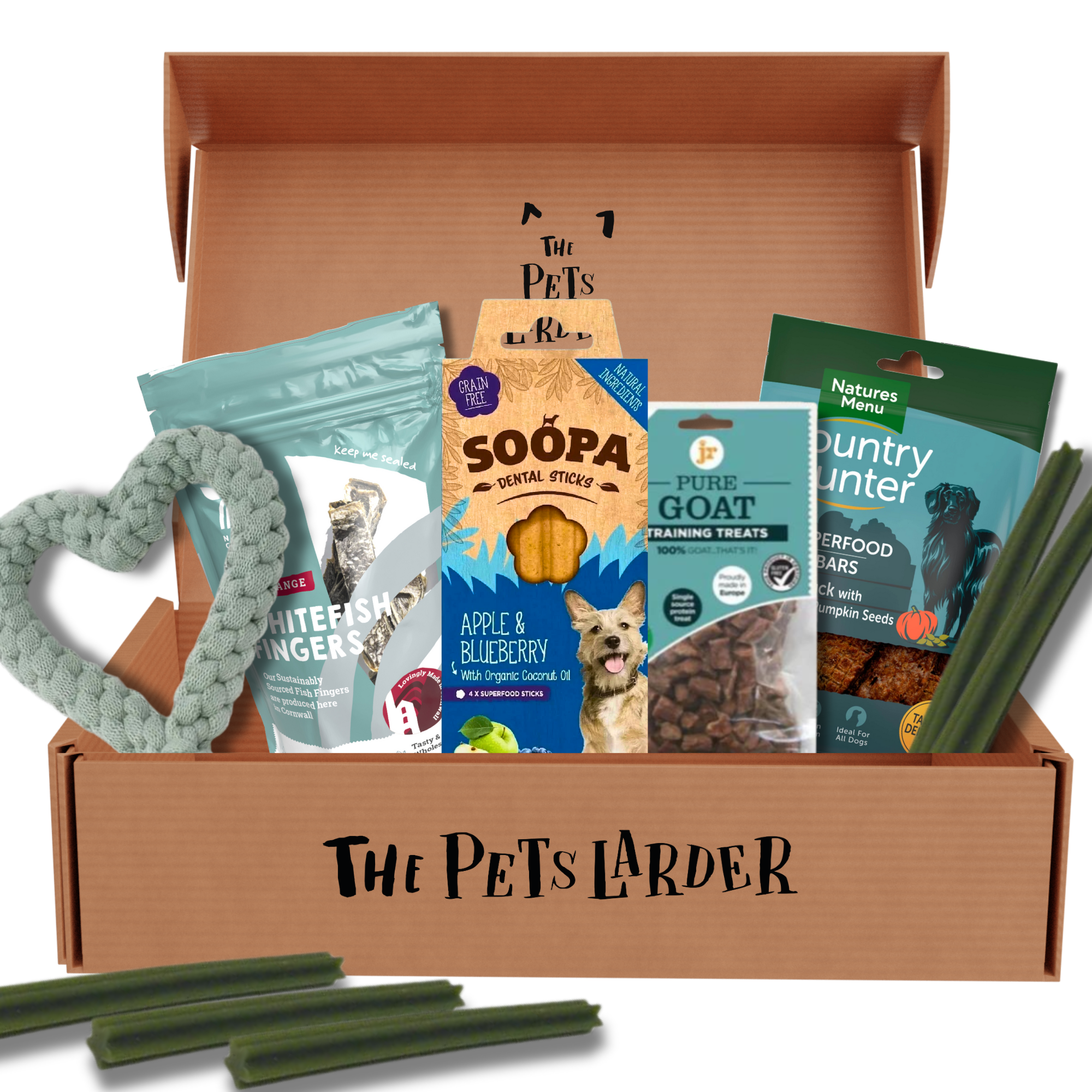 Heart Toy & Treats Bundle For Dogs - Blue