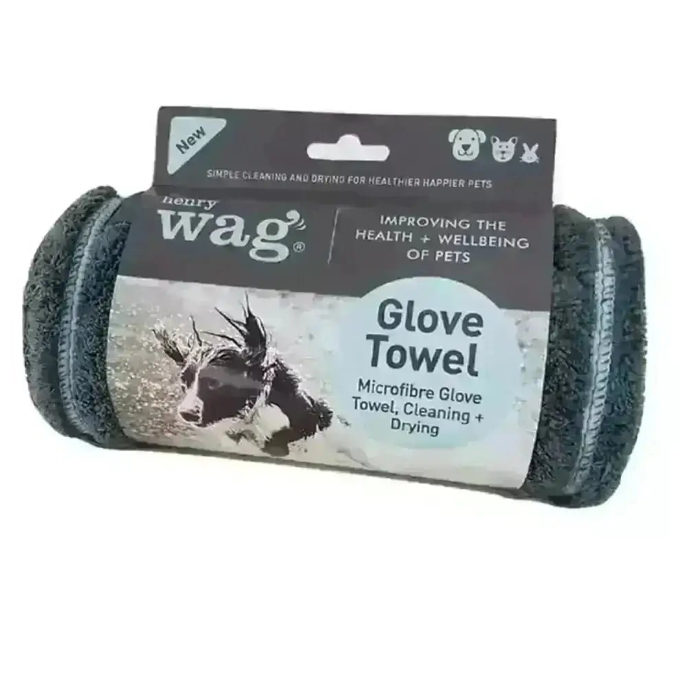 Henry Wag charcoal gray microfiber glove towel for dog’s coat cleaning