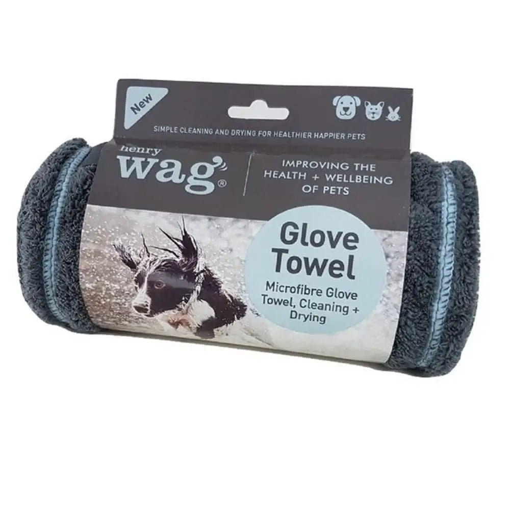 Henry Wag charcoal gray microfiber glove towel for dog’s coat cleaning