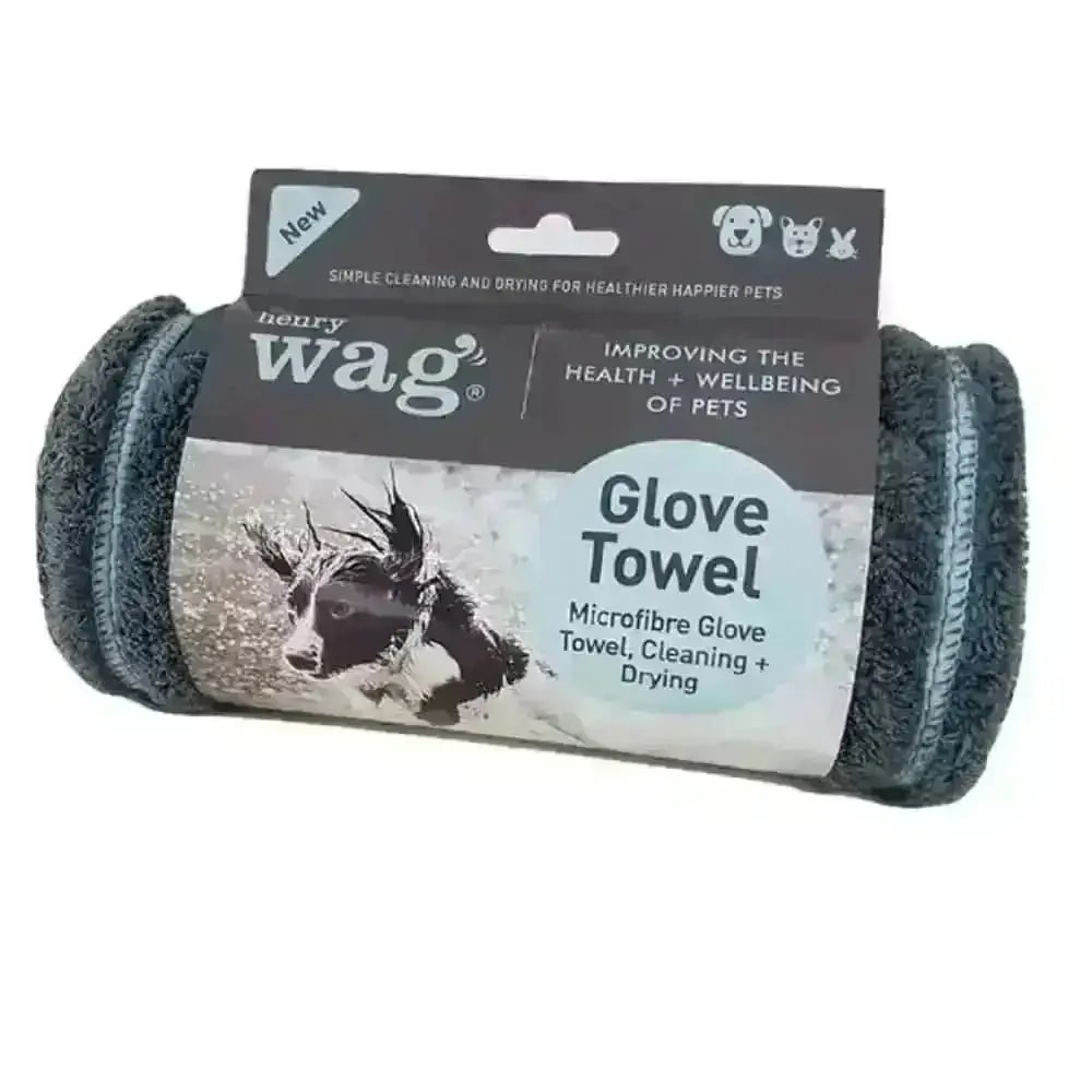 Henry Wag charcoal gray microfiber glove towel for dog’s coat cleaning