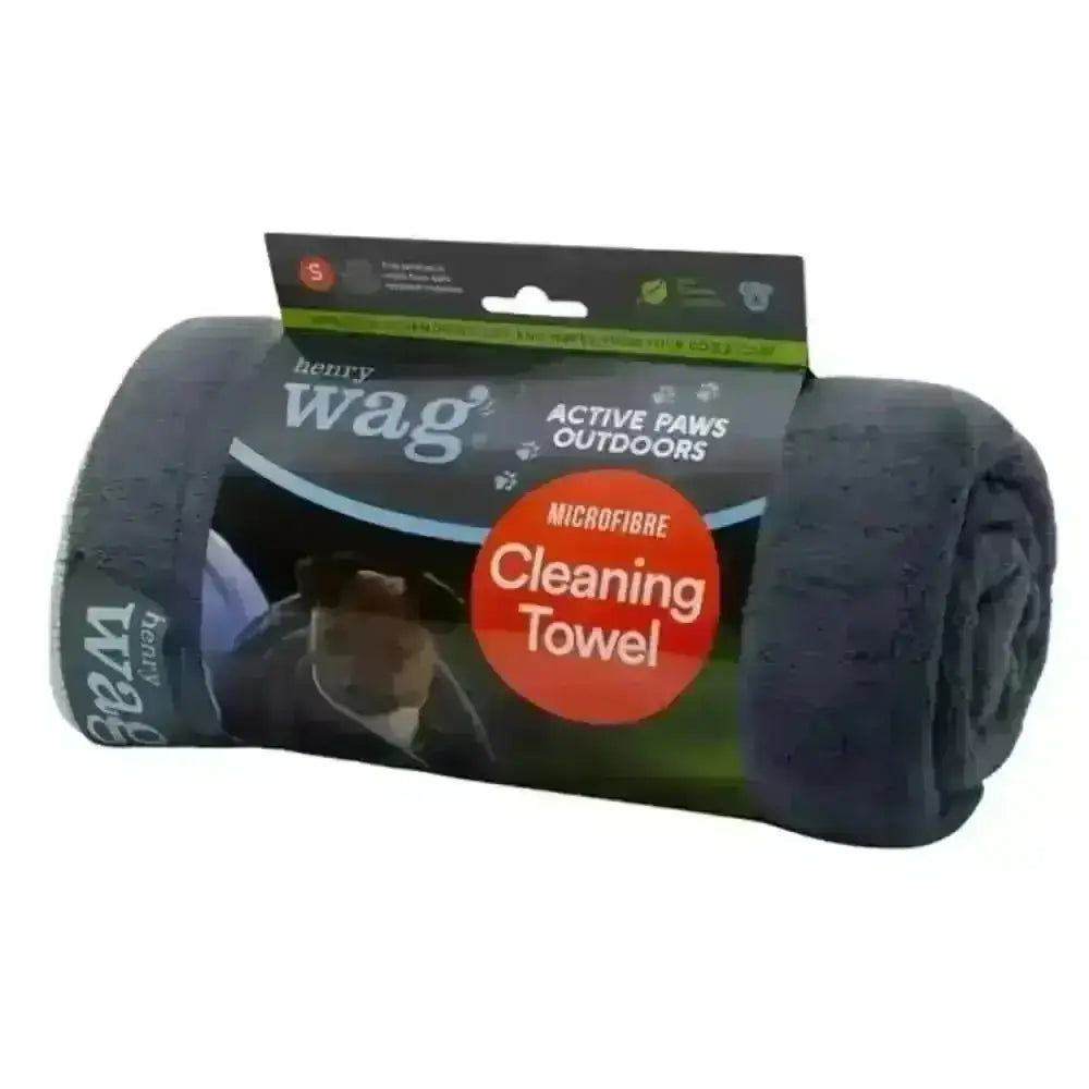 Dark gray Henry Wag highly absorbent microfibre cleaning towel for dog’s coat