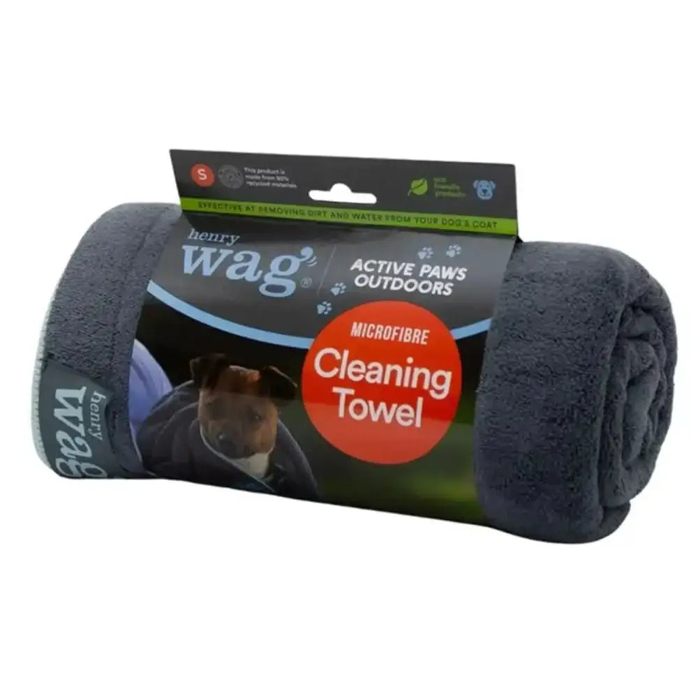 Dark gray Henry Wag highly absorbent microfibre cleaning towel for dog’s coat
