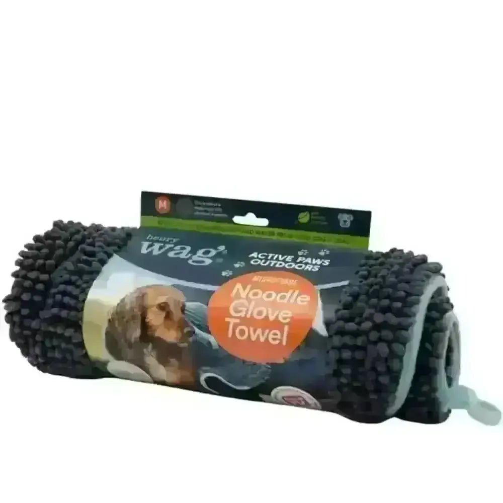 Black Henry Wag Noodle Glove Towel with orange wag branding