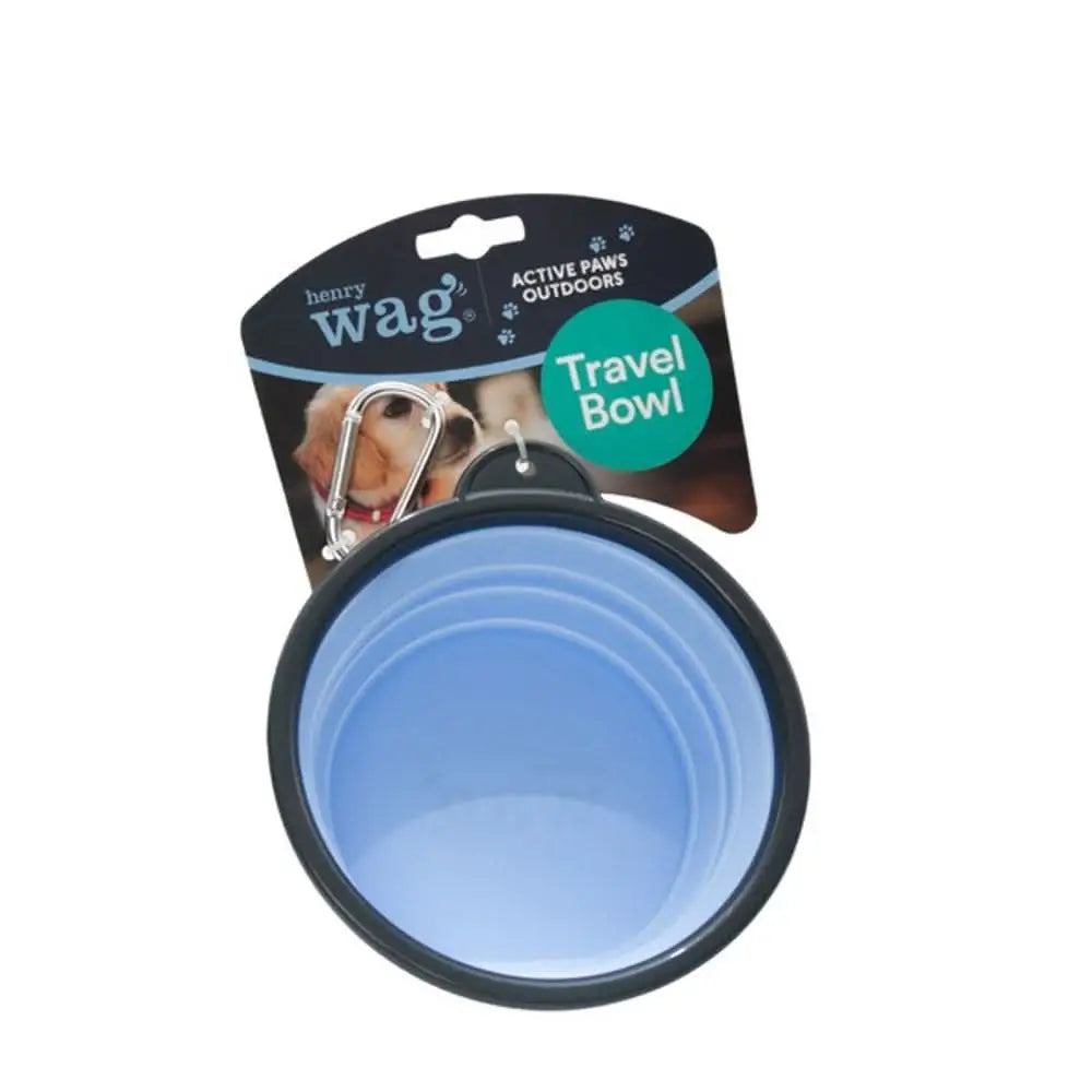 Blue and black Henry Wag Travel Bowl with carabiner handle by Active Paws Outdoors