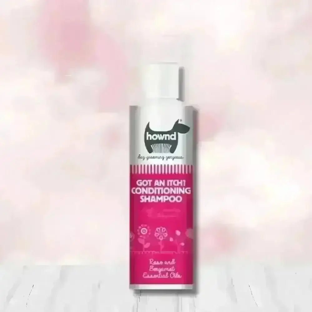 Hownd Got an Itch Conditioning Shampoo: Pink floral bottle with rose scent for dull coats