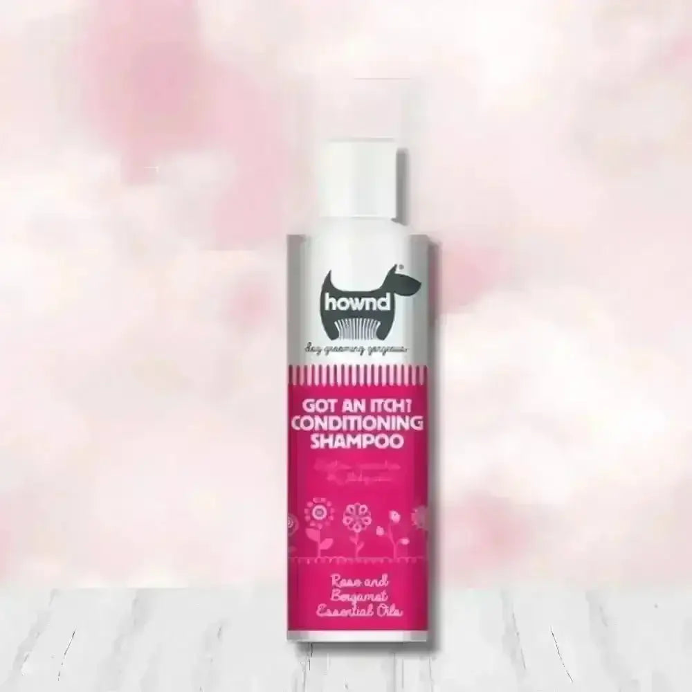 Hownd Got an Itch Conditioning Shampoo: Pink floral bottle with rose scent for dull coats