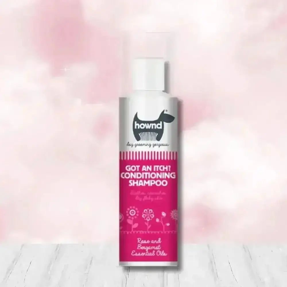 Hownd Got an Itch Conditioning Shampoo: Pink floral bottle with rose scent for dull coats