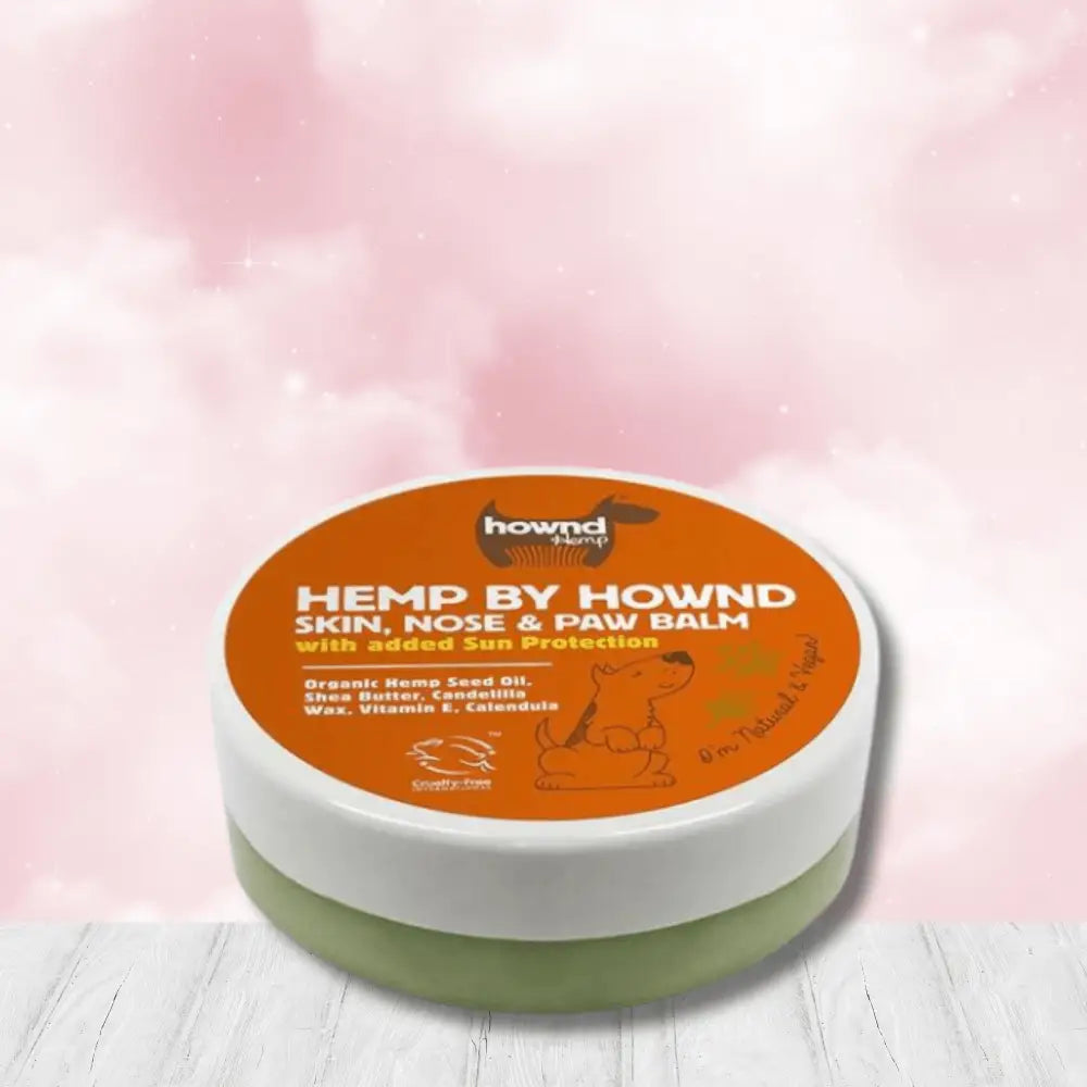 Hownd Hemp organic hemp seed oil balm jar for dogs skin nose paws