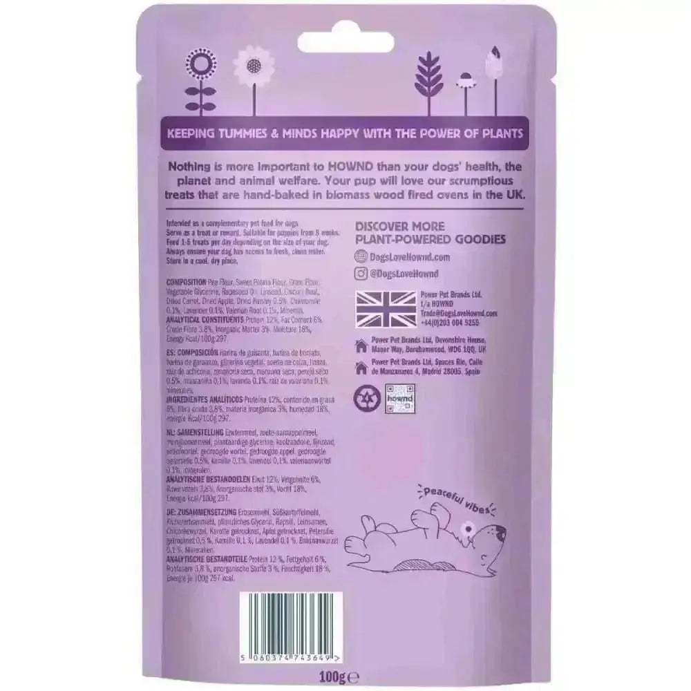 Lavender snack pouch with plant-based hypoallergenic wellness treats from Britain