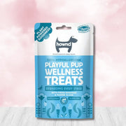 Hownd Playful Pup plant-based hypoallergenic wellness treats, 100g blue pack