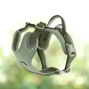 Olive green and gray Hurtta Weekend Warrior ECO padded harness with adjustable straps