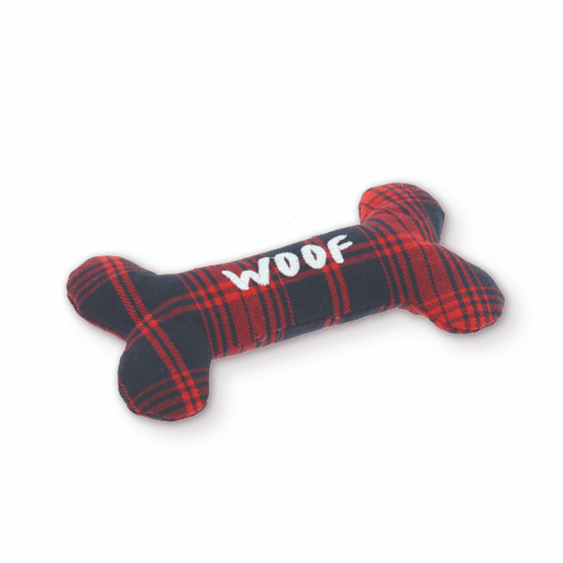 Best In Show Tartan 'WOOF' Bone Dog Toy Natural Dog Toy