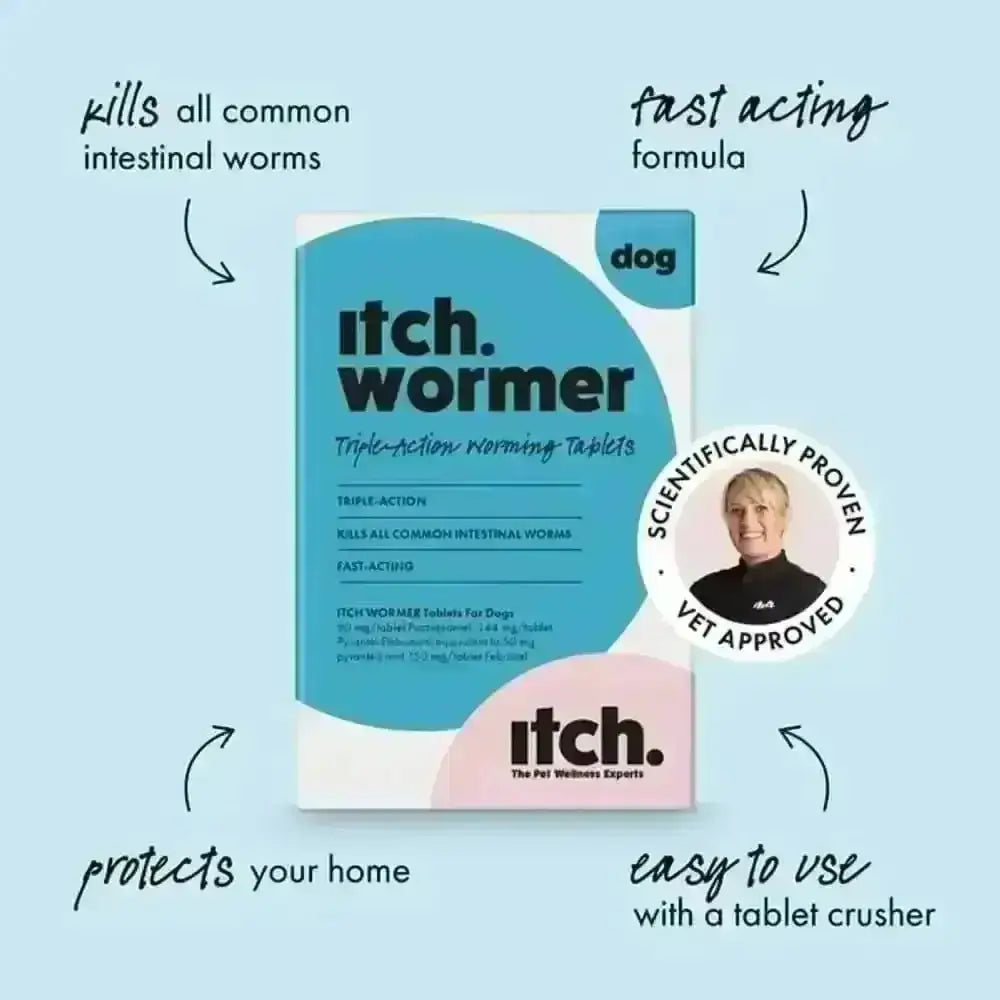 Itch Wormer Tablets for Dogs: Fast-Acting Formula Prevents Newly Hatched Larvae