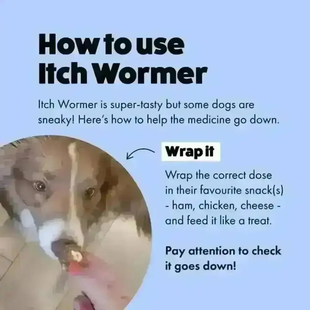 Itch Wormer Tablet for Dogs: Ham Flavor Wrapper, Fast-Acting Formula
