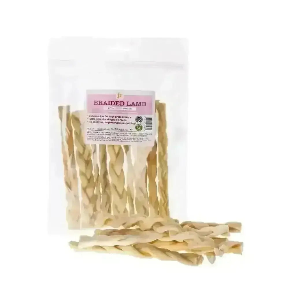 JR Pet Products Braided Lamb: beige bag of organic twisted sticks