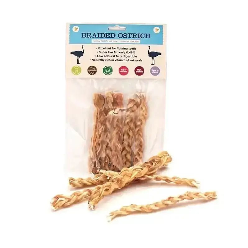 Jr Pet Products Braided Ostrich Tendon - Natural Dog Chew | Shop