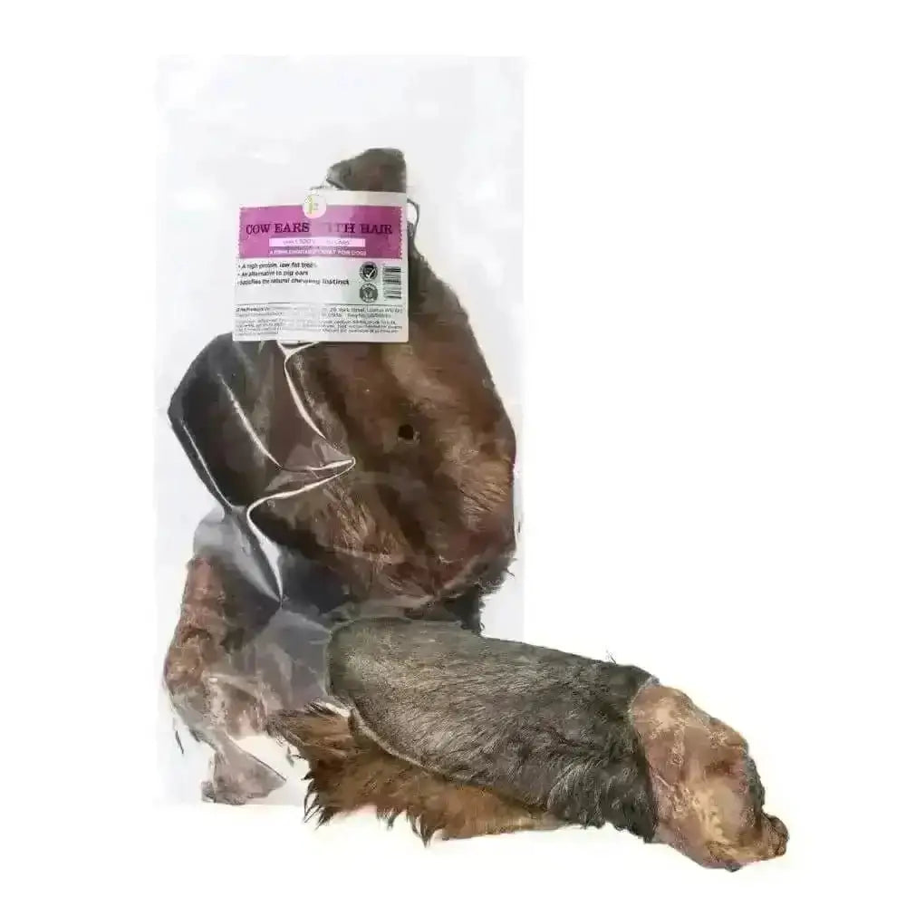 Brown leather JR Pet Products Cow Ears with Hair treat bag