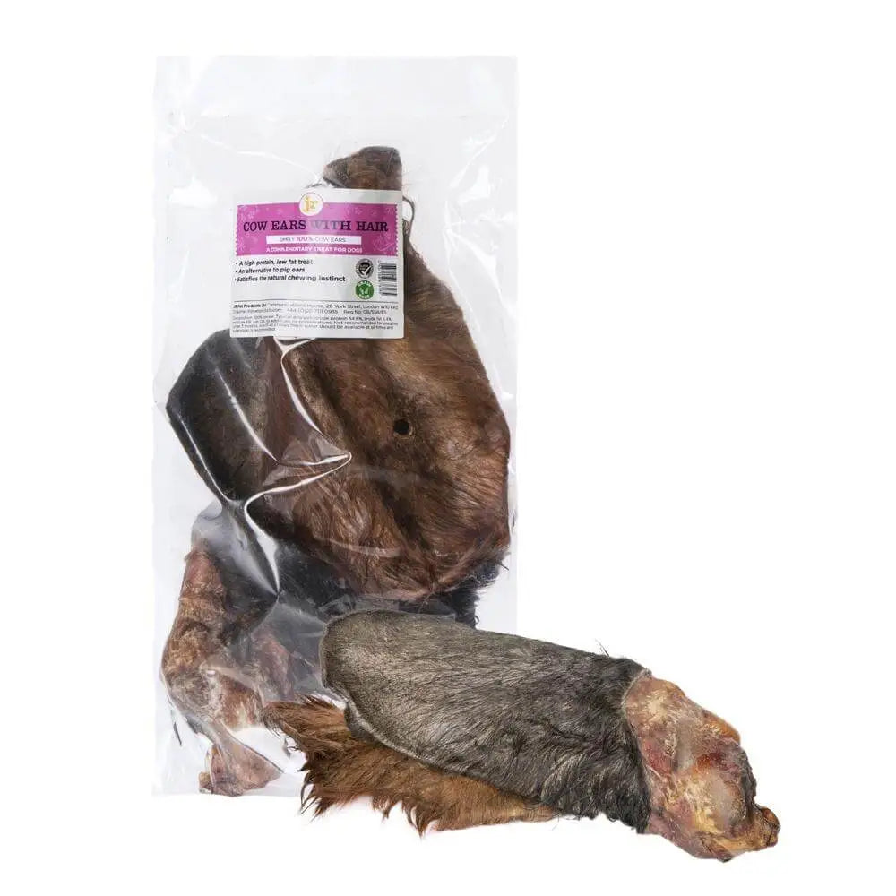 Brown leather JR Pet Products Cow Ears with Hair treat bag