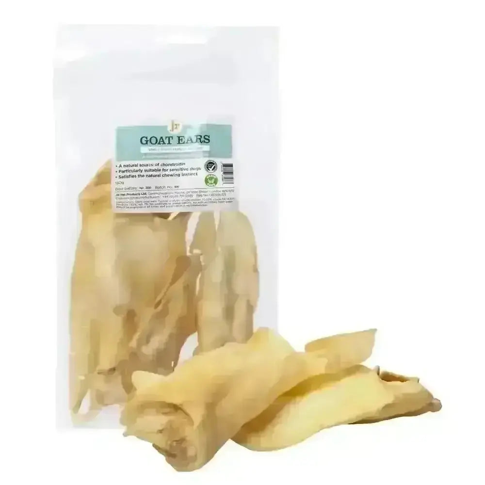 JR Pet Products Goat Ears natural dog treat bag in pale yellow texture