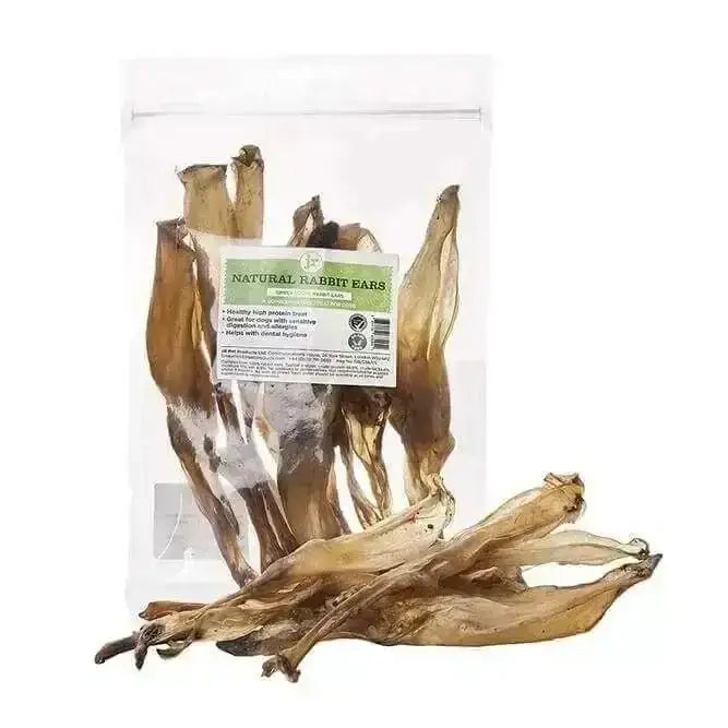 Natural rabbit ears pet product in brown and beige eco-friendly dried material