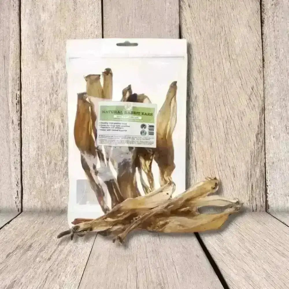 Natural seaweed snack in clear bag for pet products, rabbit ears, grain free dog treats
