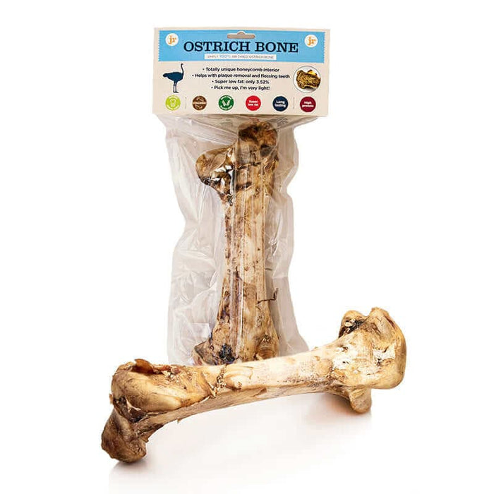 JR Pet Products Ostrich Bone A Natural Dog Chew Available At The Pets Larder Natural Pet Shop.