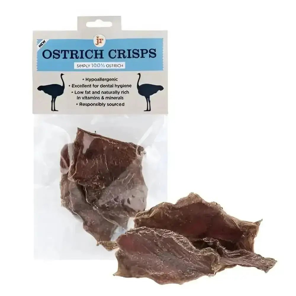 JR Pet Products Ostrich Crisps: 100% ostrich treats in clear bag