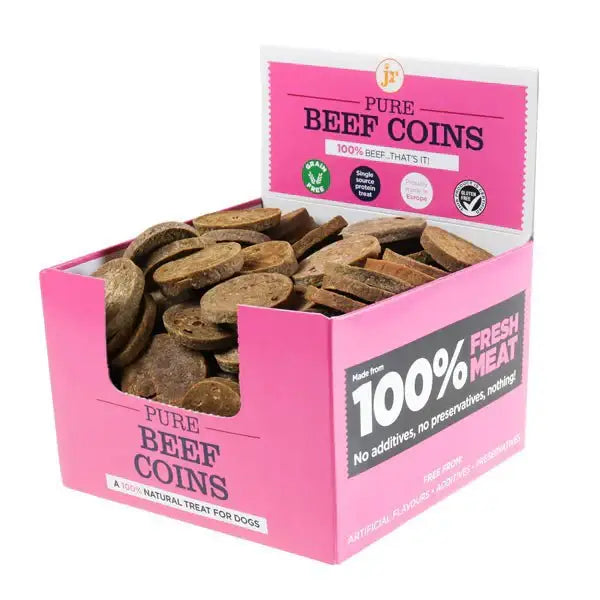 JR Pet Products Pure Beef Coin - 1.5kg Box - Natural Treats For Dogs