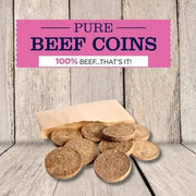 JR Pet Products Pure Beef Coin treats in brown bag