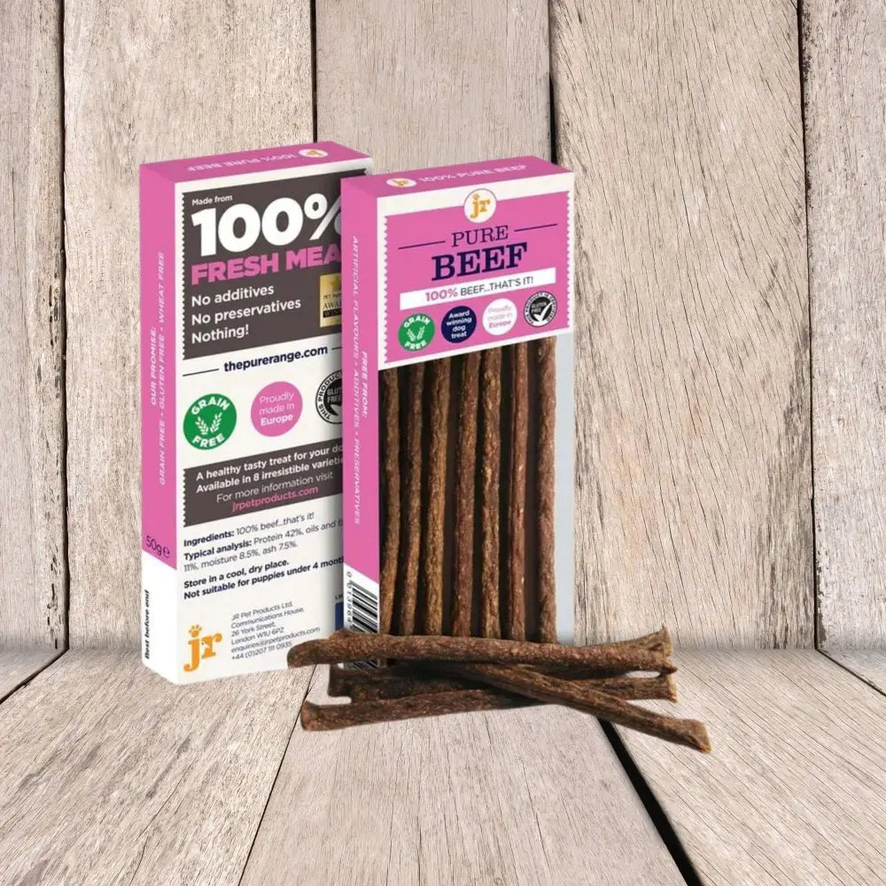 JR Pet Products Pure Beef Sticks Case of 20, 100% Fresh Meat Pet Treats