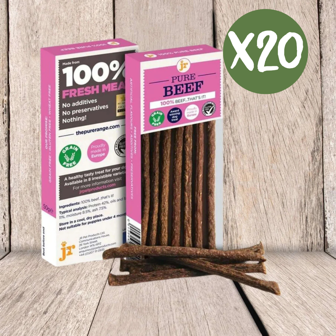 JR Pet Products Pure Beef Sticks Case of 20 - Natural Treats For Dogs