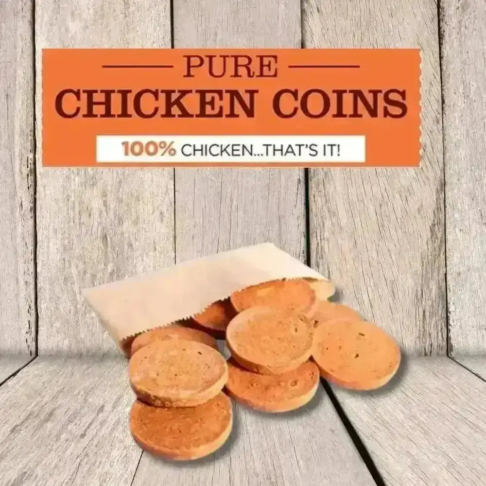 JR Pet Products Pure Chicken Coins in brown paper bag