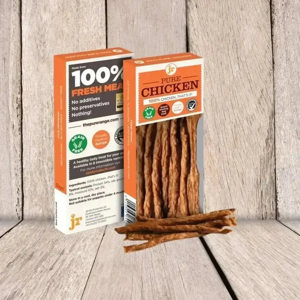 JR Pet Products Pure Chicken Sticks: Natural Dog Treats in Orange Box