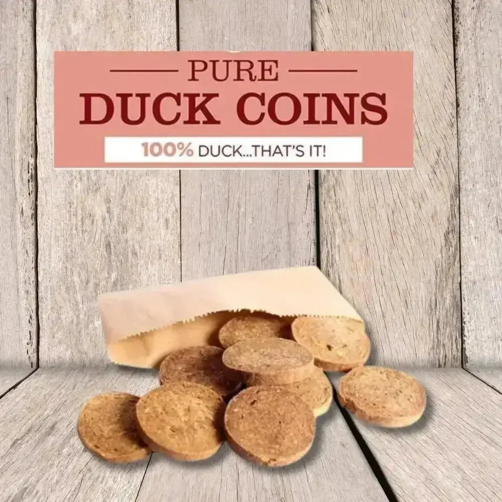JR Pet Products Pure Duck Coins: natural organic duck-shaped treats in bag