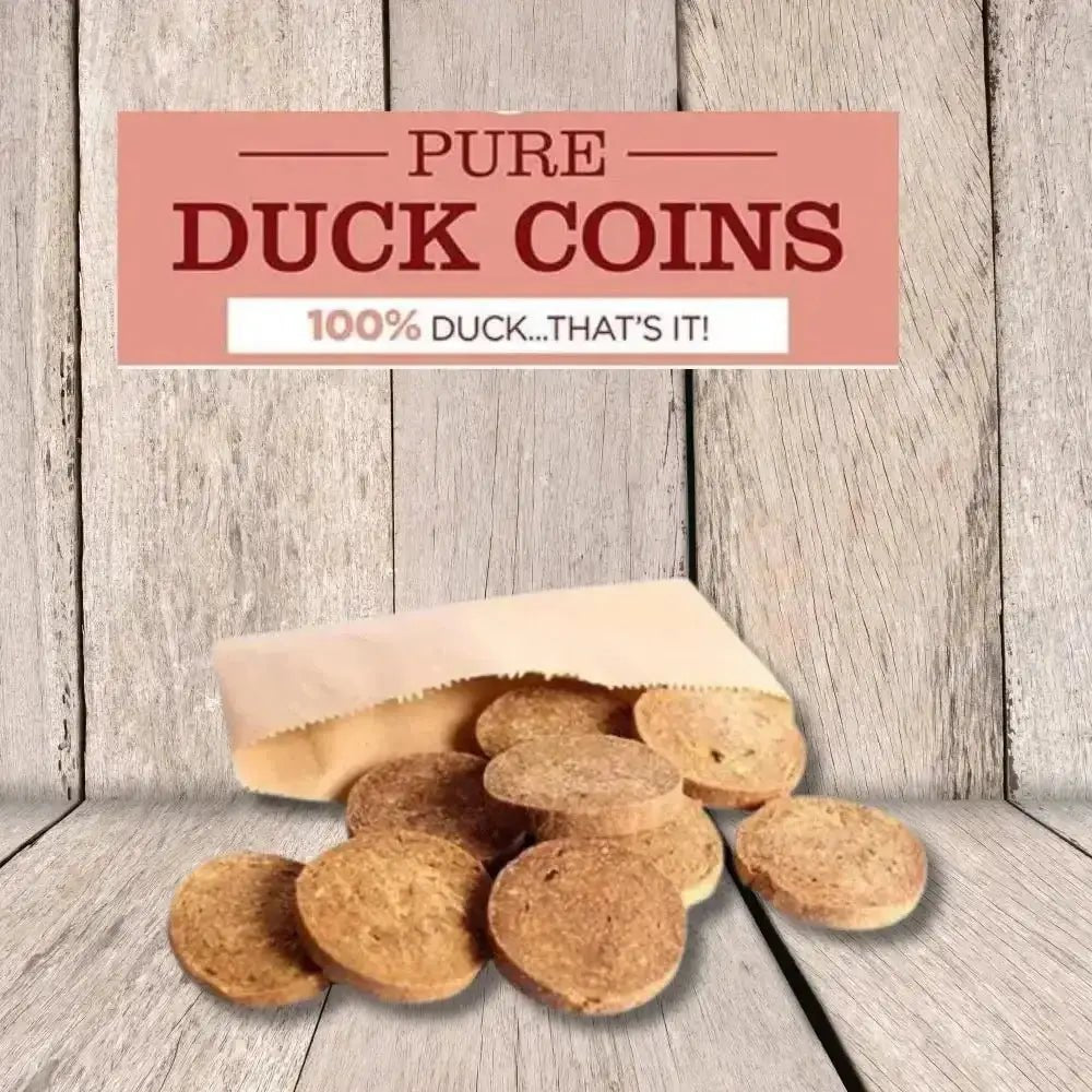 JR Pet Products Pure Duck Coins: natural organic duck-shaped treats in bag