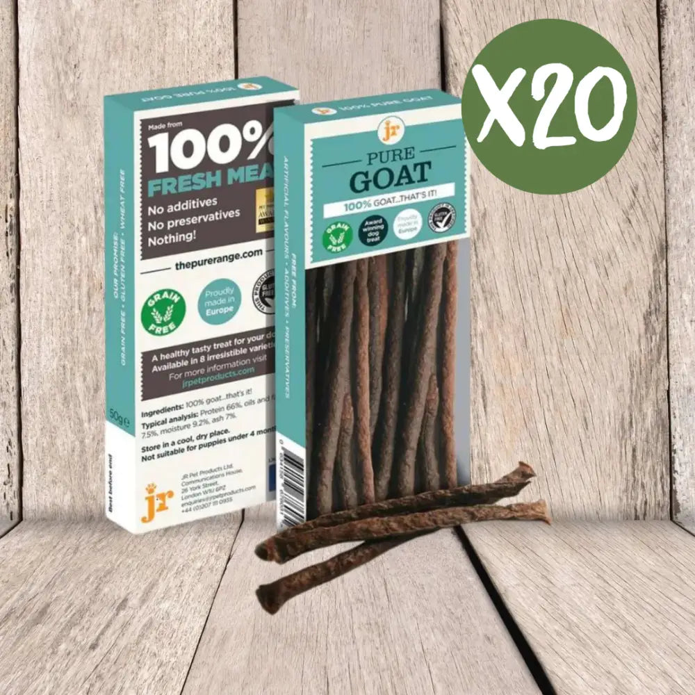 JR Pet Products Pure Goat Sticks, 20-pack of 100% pure goat meat for pets