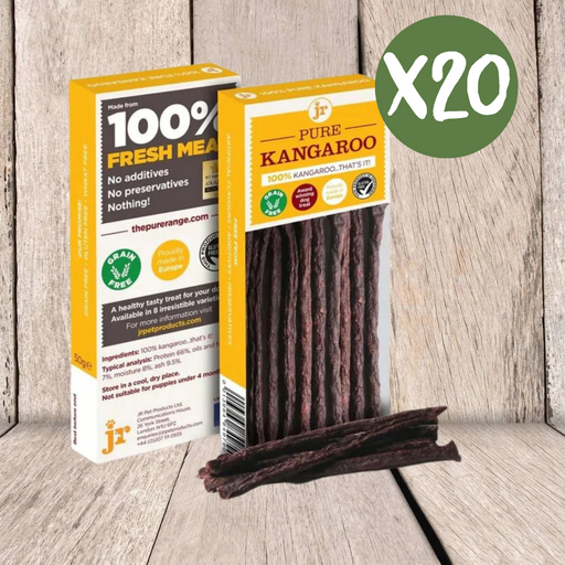 JR Pet Products Pure Kangaroo Sticks Case of 20 - Natural Treats For Dogs