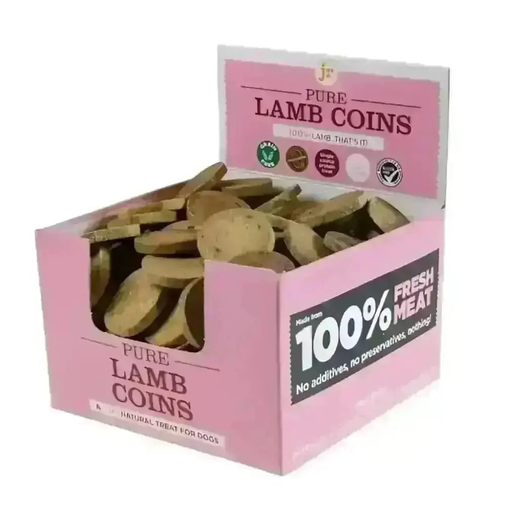 JR Pet Products Pure Lamb Coins dog treat box with 100% fresh lamb