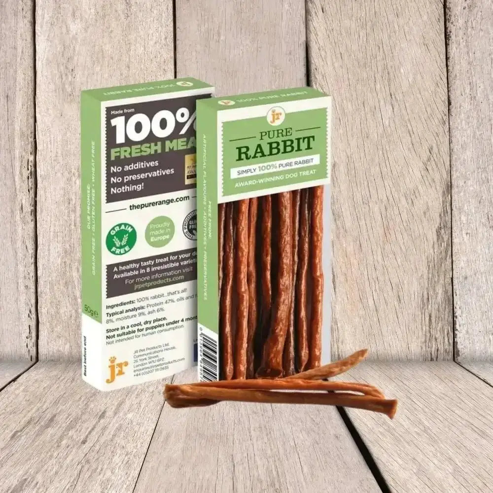 100% fresh pure rabbit dog treats in a 5 oz package from JR Pet Products