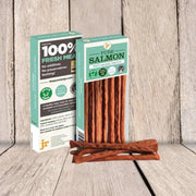 Pure Salmon Dog Treats Sticks from JR Pet Products, natural red-brown textured treats