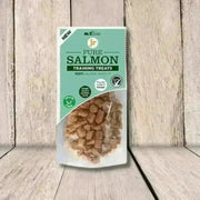 Salmon training treats bag with clear window and green label for JR Pet Products Pure Salmon